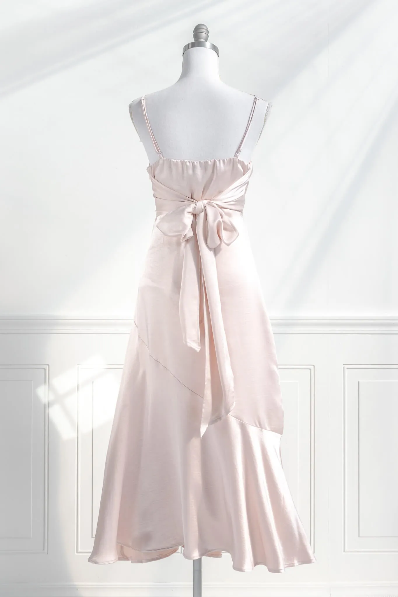 Zelda Satin Midi Dress - Pearl